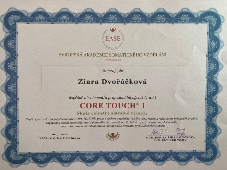 Škola celostní smyslné masáže CORE TOUCH® v Evropské akademii somatického vzdělávání - EASE